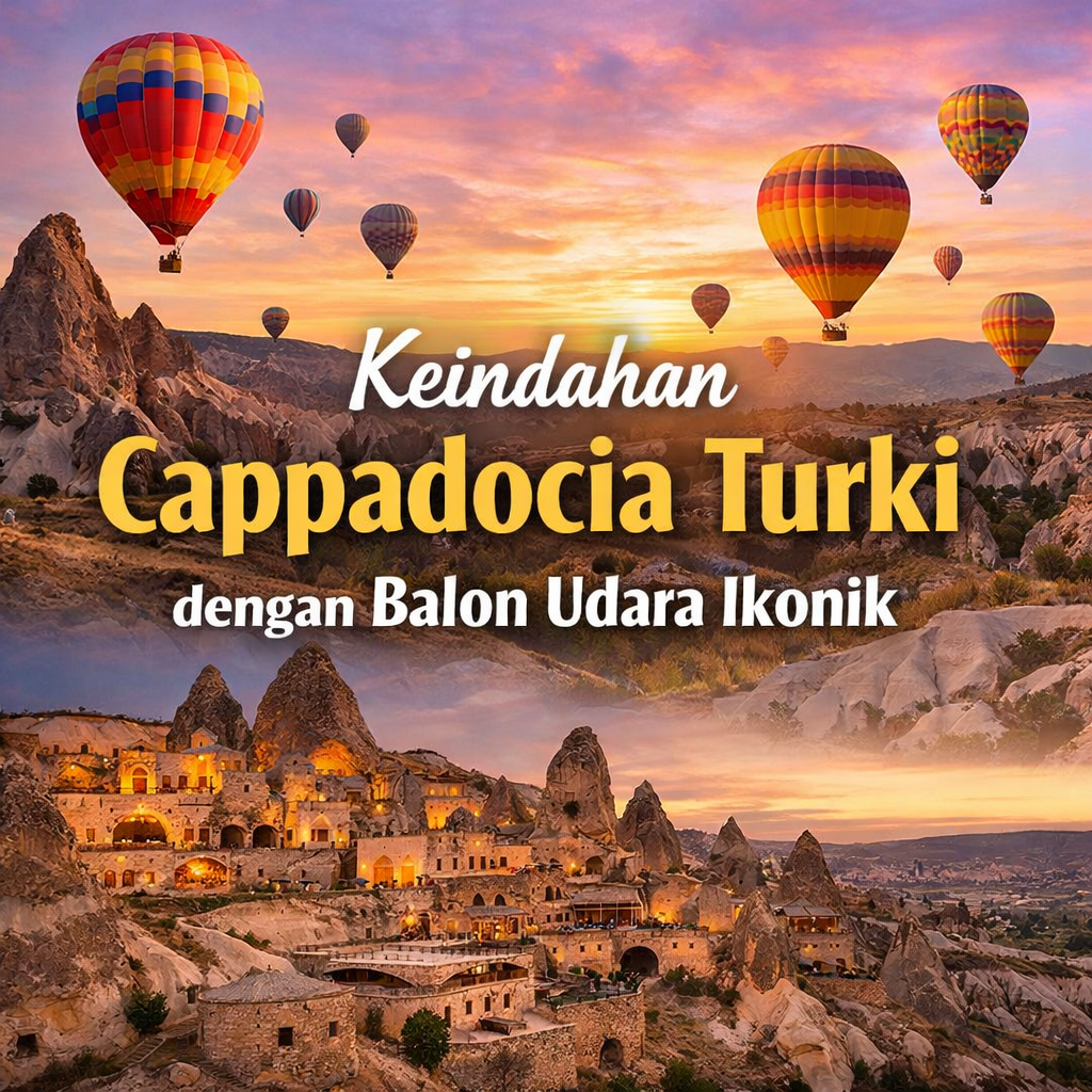 keindahan cappadocia turki dengan balon udara ikonik